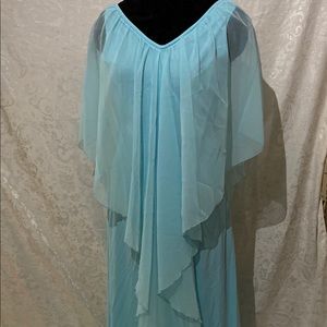 Vintage Light Blue Long cascaded Dress